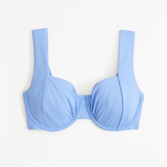 NWT Abercrombie & Fitch Blue Shimmer Bikini Top Medium M underwire wide strap - Picture 2 of 9